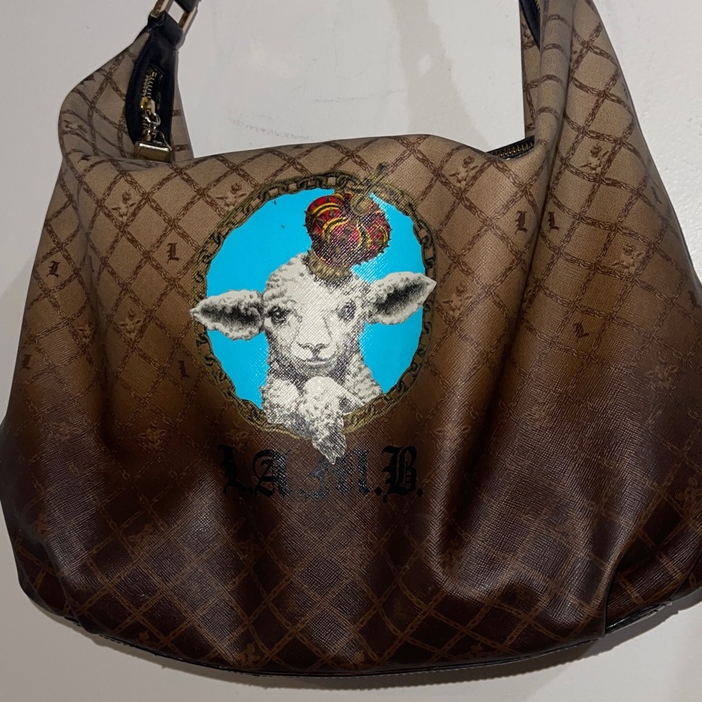 L.A.M.B. Brown Leather Shoulder Bag. Gwen Stefani Vintage Luxury Bag.